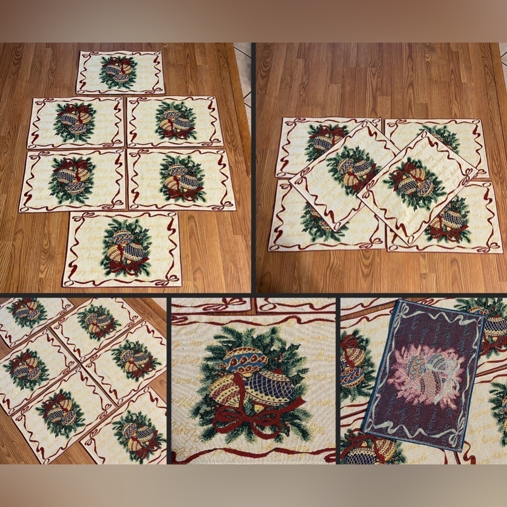 Vintage Christmas Placemats set of Six Vintage Christmas Bell Placemats